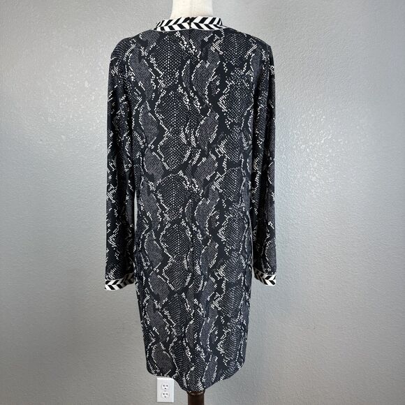 Jude Connally Womens Long Sleeve Shift Dress Size XL Black Snakeskin Jude Cloth - Picture 5 of 8